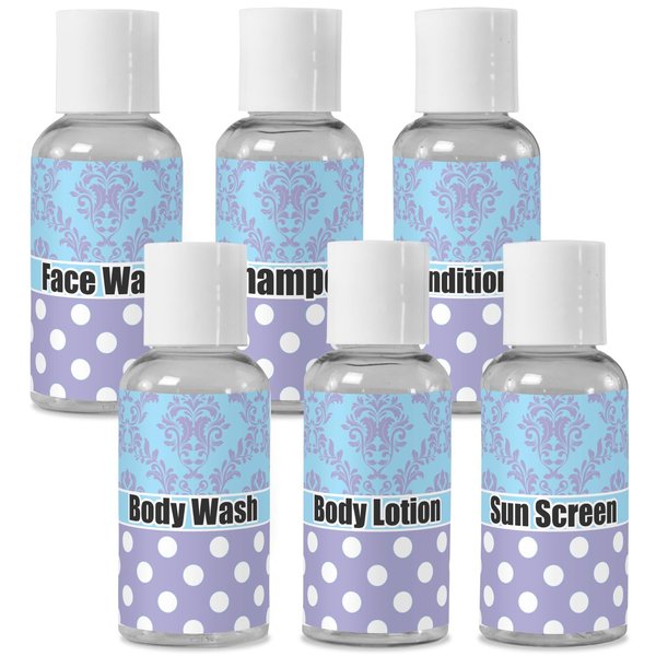 YouCustomizeIt Personalized Purple Damask & Dots Travel Bottles