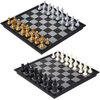 Mini Magnetic Chess Board Game with Gold and Silver Color Pieces, Foldable Durable, Easy to Carry (7.8 inch)