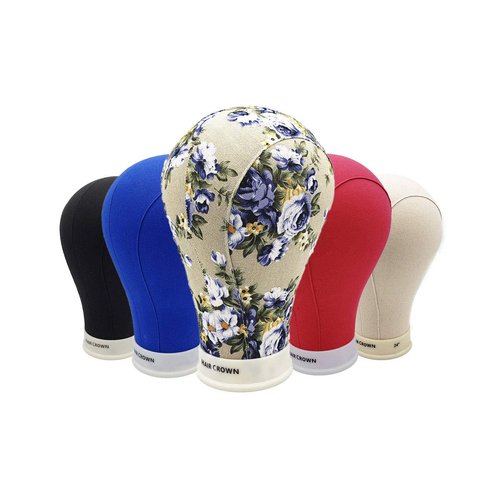 Hair Crown Canvas Mannequin Head for Wig Display with Mount Hole (24 Inch, BLUE)