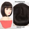AliRobam Bob Wig with Bangs Natural Short Straight Wigs for Women Shoulder Length Heat Resistant Synthetic Fiber Wigs for Daily Party Halloween Cosplay (Dark Brown)