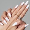 GLAMERMAID Press on Nails Almond?White Medium False Nails Press ons?24Pcs Glossy Full Cover Glue on Nails?Reusable Acrylic Stick on Nails Tips Manicure Gift for Women Girls
