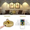Arixinks 2Pack Battery Spotlight with Remote Gold, Wireless Led Picture Lights Painting Light for Wall Art,Uplight Puck Lights for Plants Indoor Art Display Light, Ceiling Spot Light Accent Light