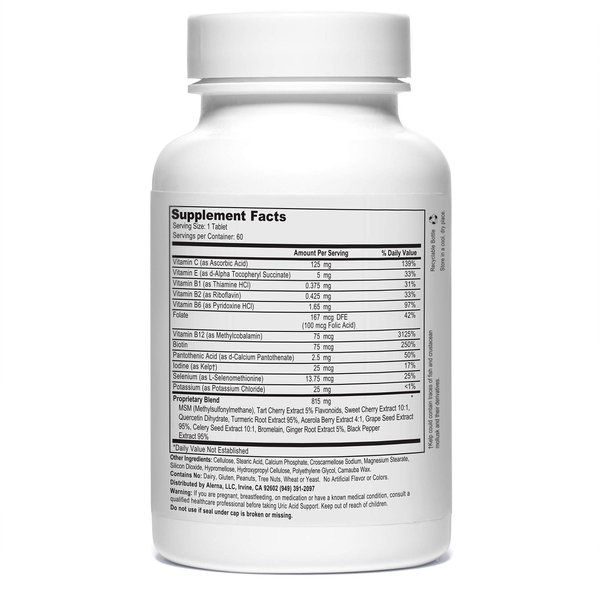 Uric Acid Support - Tart Cherry, Celery Extract, Turmeric, Quercetin - Support Normal Kidney Function - 60 Vegetarian Tablets (Pack of 3)