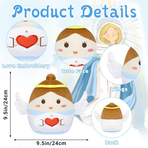 Bekrgwiy Angel Stuffed Animal,9 in Angel Plush Pillow with Wings,Cute Angel Plushie Doll Toys for Girls,Baptism Gifts for Girls,Gift for Birthday Christmas