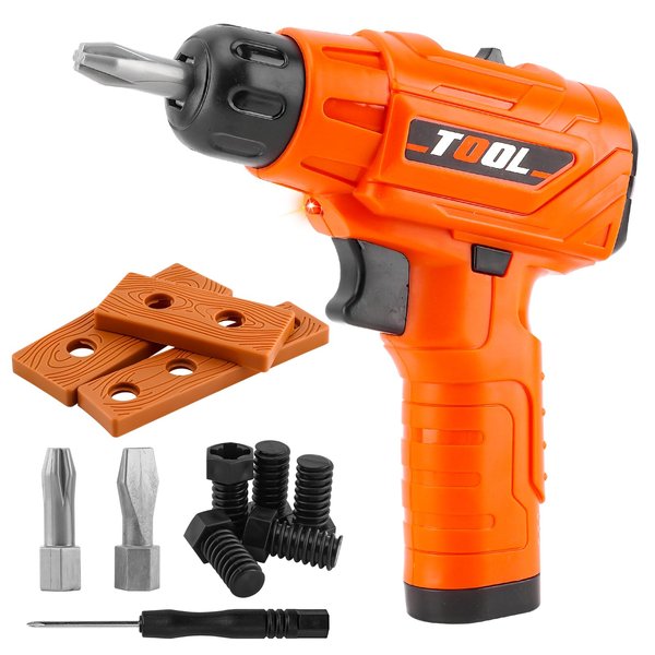 Toy Drill Set for Toddlers 1-3，Electric Power Kids Drill and Screw Set，Kids Pretend Play Tool with Realistic Sound & Action，Preschool STEM Toy for Home & Classroom, Ages 3+