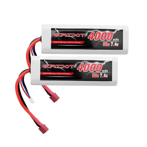 GARTPOT 7.4V 4000mAh 50C 2S RC LiPo Battery Hardcase with Deans Plug for Tamiya TT01 RC Truck Car Losi Slash Buggy Team Associated (2 Packs)
