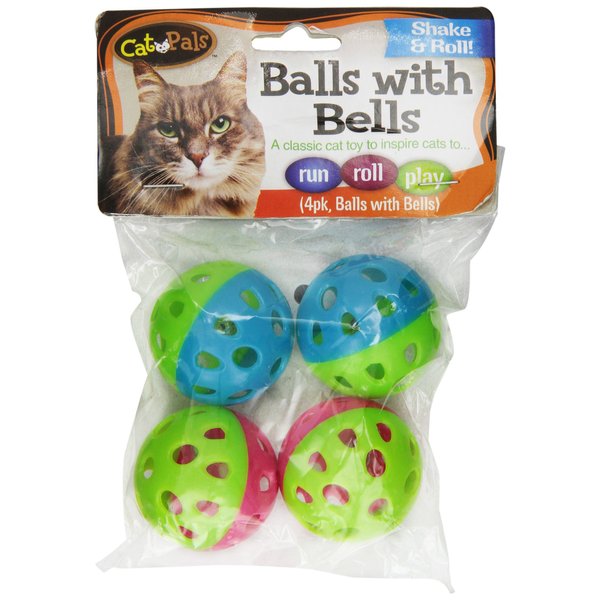 Bow Wow Cat Ball with Bell, Pack of 4