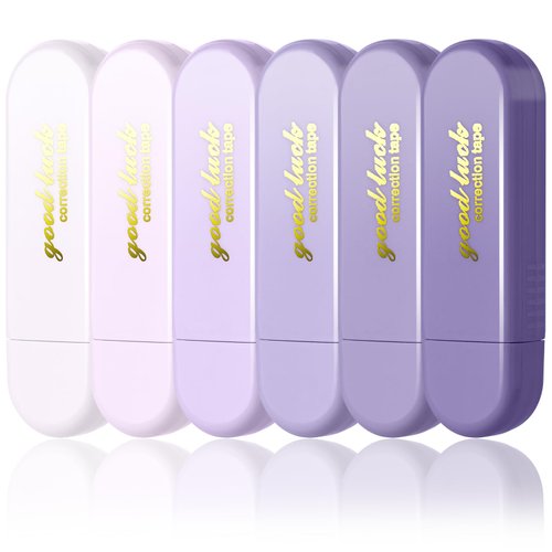 Valtiner 6Pcs Correction Tapes, Cute Mini White Pull Out Tape Set, Aesthetic White Correction Tape for Writing, Easy to Use Applicator for Instant Corrections, for School Office Supplies (Purple)
