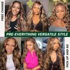 Mayouda Brown Body Wavy 13x4 HD Lace Frontal Wig for Black Women Long Body Wavy Curly With Baby Hair Lace Front Wigs Synthetic Pre Plucked Wigs Hair Lace Front Wigs (B-Highlight Brown, 30Inch)
