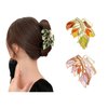 Yonchic 3-Piece Floral Metal Hair Clips, 3-Color Leaves Hair Claw for Thin/Medium Thick Hair Claws, Elegant Barrettes Strong Hold Hair Clamps Non Slip Cute Hair Catch Clip Accessories