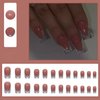 DANMANR Pink Press on Nails French False Nails Art Full Cover Acrylic Square Fake Nails for Women and Girls 24PCS