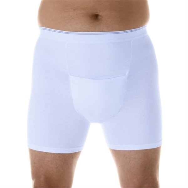 Wearever Men’s Incontinence H-Fly Boxer Brief for Bladder Control with Maximum Absorbency - Reusable & Washable Leak Proof Underwear for Men (Single Pair) (White) (Medium) (Waist 34-36")