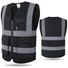 Kazsaifo Reflective Safety Vest for Men Women with 8 Pockets and Zipper High Visibility Mesh Construction Work Vest Meets ANSI/ISEA Standards (KZ170-Black, L)
