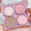 Pink Mini Eyeshadow Palette Glitter Eye shadow Makeup 4 Colors ,Warm Brown Pink Eyeshadow Shiny Sparkle Shimmer Glitter Eyeshadow Waterproof Pallete,sliver Glitter Eye Eyeshadow Make Up (02)