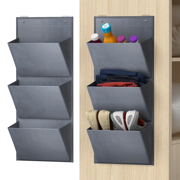 Yocice Wall Mounted Hanging Organizer 2Pack,Shoes Rack/Can Store 6Pairs of Plus-Size Sneakers,Also Stores Boots.with Sticky Hanging Mounts, Shoes Holder,Door Shoe Hangers (SM08-Gray-2)