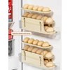 3-Tier Slide Egg Holder for Refrigerator, Detachable Egg Storage Organizer with 7° Slope Design - Automatic Rolling Egg Dispenser, Space-Saving Single Row Fridge Organizer (Cream)