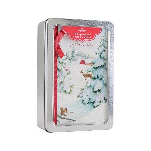 Holiday Boxed Card Set in Decorative Tin with 18 Inspirational Cards & Envelopes (Peaceful Moments/Deer)