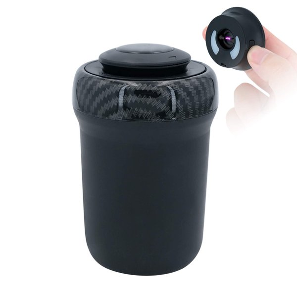 StoreBao Car Ashtray with Lighter and Colorful Breathing Light LED, Lid opens automatically, Detachable and Portable (Carbon Fiber)