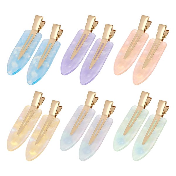 Leezmark 12 Pcs No bend Hair Clips for Women Makeup Hair Clips No Crease Hair Clip Creaseless Hair Clips for Salon Styling Flat Hair Clip for Girls