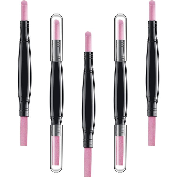 5 Pieces Pumice Stone Nail File Double-Headed Nail Polishing Pen Stick Cuticle Remover Trimmer Buffer Pedicure Pen Nail Art Care Tool for Household Beauty Salon Peeling Dead Skin Repairing