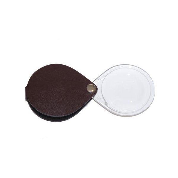 6X Eschenbach Leather Folding Teardrop Pocket Magnifier - Burgundy Red