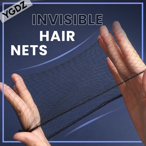 Hair Nets, YGDZ 40pcs Invisible Hair Net for Ballet Buns, Small Bun Net for Ballet, 40pcs U Shaped Pins, 10pcs Hair Elastic Bands, Elastic Edge Mesh, Wig Nets for Dance, Girl, Kid (30cm Black)
