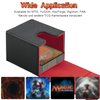 Xuanbeier Card Deck Box for Trading Cards,Card Storage Box Fits 120+ Single Sleeved Cards, PU Leather Strong Magnet Card Deck Case Holder for Magic Commander TCG CCG (Black-RED)
