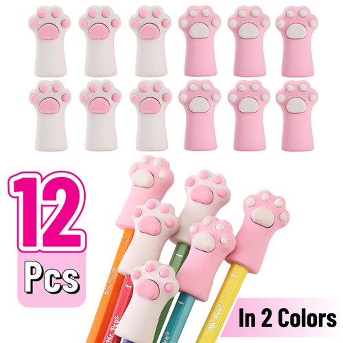 Mr. Pen- Cat Paw Top Eraser, 12 Pack, Cute Erasers for Kids, Pencil Erasers Toppers, Fun Erasers, Kids Erasers, Fun Erasers Kids, Pencil Top Erasers for Kids, Pencil Toppers, Cap Erasers, Eraser Caps