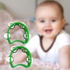 Bealuffe Tambourine Mini Hand Bell Percussion Musical Instrument Small Tambourine (Green 2 Pack)