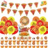 94 Pcs Pizza Birthday Party Supplies Set for Kids Teens Adults, Delicious Pizza Theme Birthday Party Decorations with Pizza Happy Birthday Banner, Stickers, Cake Topper, Cupcake Toppers, Balloons