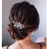 YBSHIN Bride Wedding Hair Comb Silver Rhinestone Hair Pieces Pearl Headpieces Leaf Bridal Hair Accessories for Women and Girls