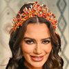 Kilshye Red Queen Crowns and Tiaras Gold Leaf Costume Headband Rhinestone Headpiece for Women