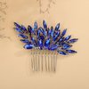 Denifery Women Dainty Simple Full Rhinestone Hair Comb Bride Wedding Hair Comb Bridal Hair Accessories Shiny Rhinestones Bridal Side Hair Combs for Women and Girls (Deep Blue)