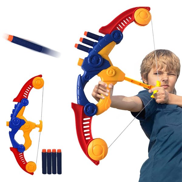 WenToyce Soft Arrow Bow Set for Kids Beginner, Easy Foam Archery Kit for Starters, with 4 Soft Darts Arrows, Safe Outdoor Indoor Shooting Games Activity for Toddler Boys Girls (Red)