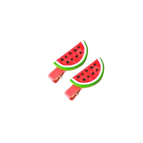 2PCS Half Round Watermelon Hair Clips for Women Girls Bangs Side Hairpins Funny Barrettes Duckbill Hair Accessories