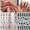7 Sheets Gold Nail Art Stickers,Graffiti Nail Decals 3D Self-adhesive Nail Art Supplies Metal Laser Cow Graffiti Gold Silver Black Nail Art Design Manicure Tips DIY Nail Decoration,for Women Girl Kids