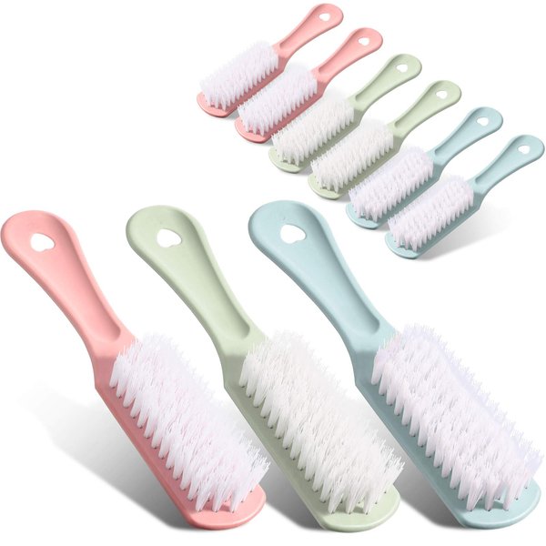 9 Pieces Handle Grip Nail Brush for Cleaning, Hand Fingernail Cleaner Brush Manicure Tools Scrub Cleaning Brushes Kit for Toes and Nails Men Women (Green, Pink, Blue)