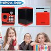 Yoego Kids Money Bank, Electronic Piggy Banks, Great Gift Toy for Kids Children, Auto Scroll Paper Money Saving Box Password Coin Bank,Perfect Toy Gifts for Boys Girls (Black red)