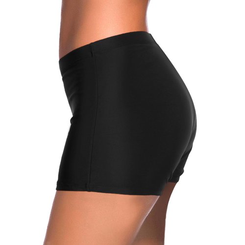 Yonique Womens Swim Shorts Solid Tankini Bottoms Swimsuit Bottoms Black XL