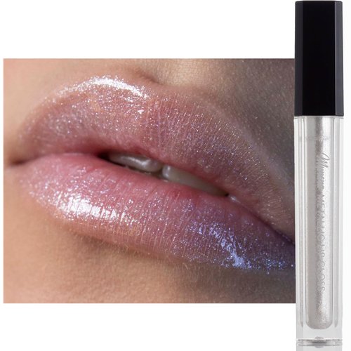 Mynena Diamond Lips Clear with Silver White Metallic Lip Topper | High-Shine, Non-Sticky, Non-Drying Hydrating Lip Gloss | Lily