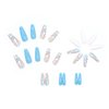 RTKHFZE Summer Acrylic Press on Nails Long Blue Fake Nails French Extra Long Acrylic Nails with Blue Swirl Designs Glossy Artificial Nails for Women and Girls 24PCS