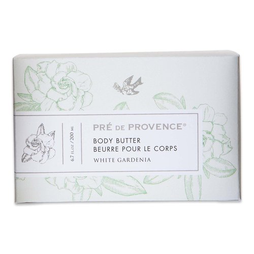 Pre de Provence Collection Shea Butter Enriched Body Butter Soothing & Hydrating Emollient Cream Body Moisturizer for Women, 6.7 Fl Oz, White Gardenia
