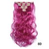 iLUU 20" 100g Wavy Curly Synthetic Hairpiece #8D Shocking Pink Color Hair Extension Clip in 7Pcs Full Head 16 Clips ins on Hair Extensions for Women Party Gift Cosplay