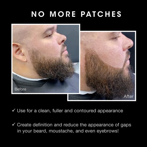 Pacinos Beard Pencil Filler - Water Proof, Long Lasting Coverage & Natural Finish - Beard, Moustache & Eyebrows - Micro-Fork Tip for Seamless Application - Includes Bristle Brush for Blending (Black)