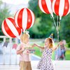 9 Pack Circus Balloons - LIYDE Carnival Decorations Circus Theme Party Decorations Circus Decorations 22 Inch 360 Degree 4D Carnival Balloons (White and Red)