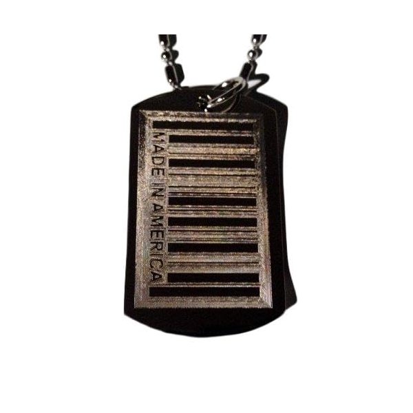 Made in America American USA Bar Code Novelty Logo Symbols - Military Dog Tag Luggage Tag Key Chain Metal Chain Necklace