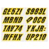 Stiffie Techtron Black/Yellow 3" Alpha-Numeric Registration Identification Numbers Stickers Decals for Boats & Personal Watercraft
