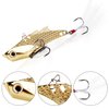 YONGZHI Fishing Lures Metal VIB Hard Spinner Blade Baits with Feathers Treble Hooks for Bass Walleyes Trout Fishing Spoons (Silver and Gold)
