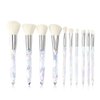 Makeup Brushes Crystal Handle Set, Tenmon 10 PCS Crystal Transparent Handle Kabuki Powder Foundation Brush Concealer Eye Shadow Eyeliner Eyebrow Brush (White)