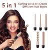 Erokicysh Wand Curling Iron 5 in 1 Hair Curling Wand Set Instant Heat Up 5 Interchangeable Ceramic Hair Wand Curling Iron Beach Waver Long Hair Curlers Iron 0.35-1.25 Inch Short Hair Crimper Women